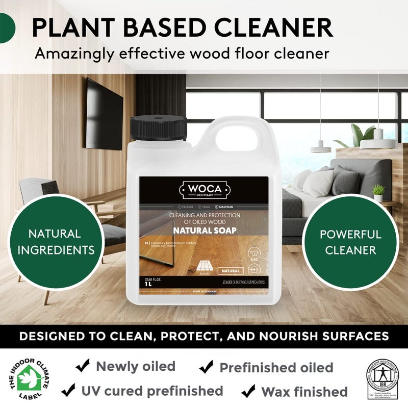WOCA Natural Soap, Natural 1L - Concentrated Wood Cleaner for oil finished hardwood floors, tables, millwork, cutting boards, countertops and butcher block - Image 4